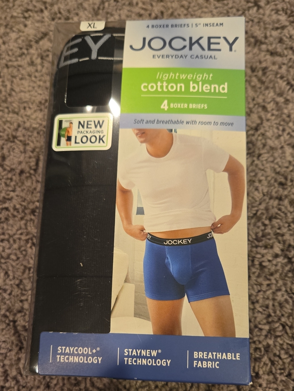 Jockey Cotton Blend Boxer Briefs - Black & Blue
